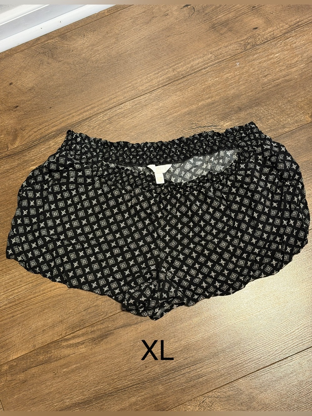 Black Printed Elastic Waist Shorts - Maternity